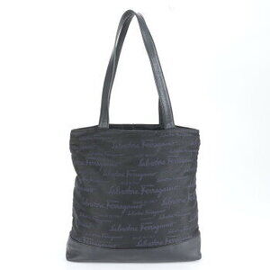 Salvatore Ferragamo leather tote bag shoulder business document black ECE